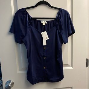 Navy satin blouse